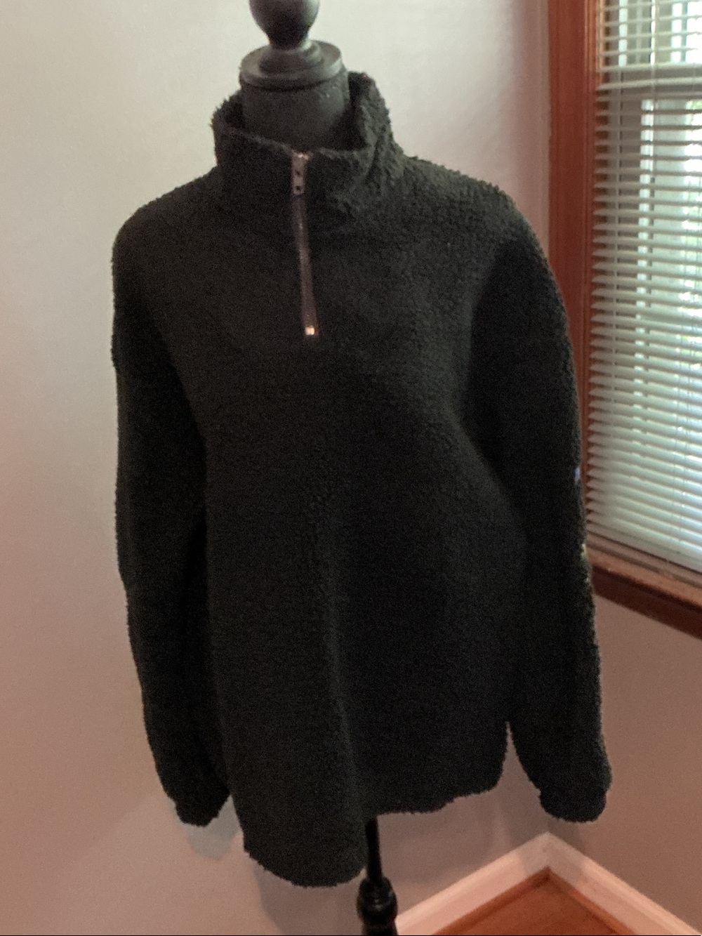 Pleasures Black Sherpa Quarter-Zip Turtleneck Pullover